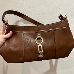 ETIENNE AIGNER Medium Brown 100% Leather Shoulder Bag GREAT condition